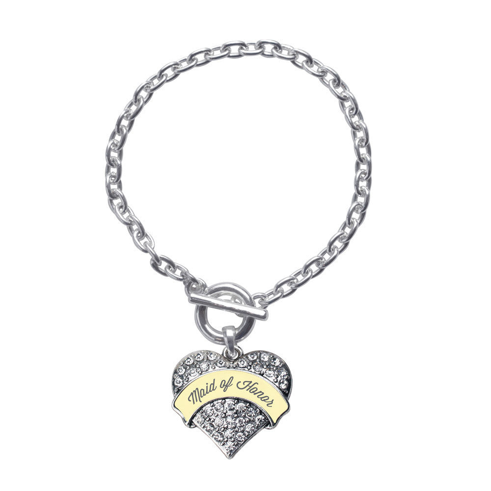 Cream Maid of Honor  Pave Heart Charm
