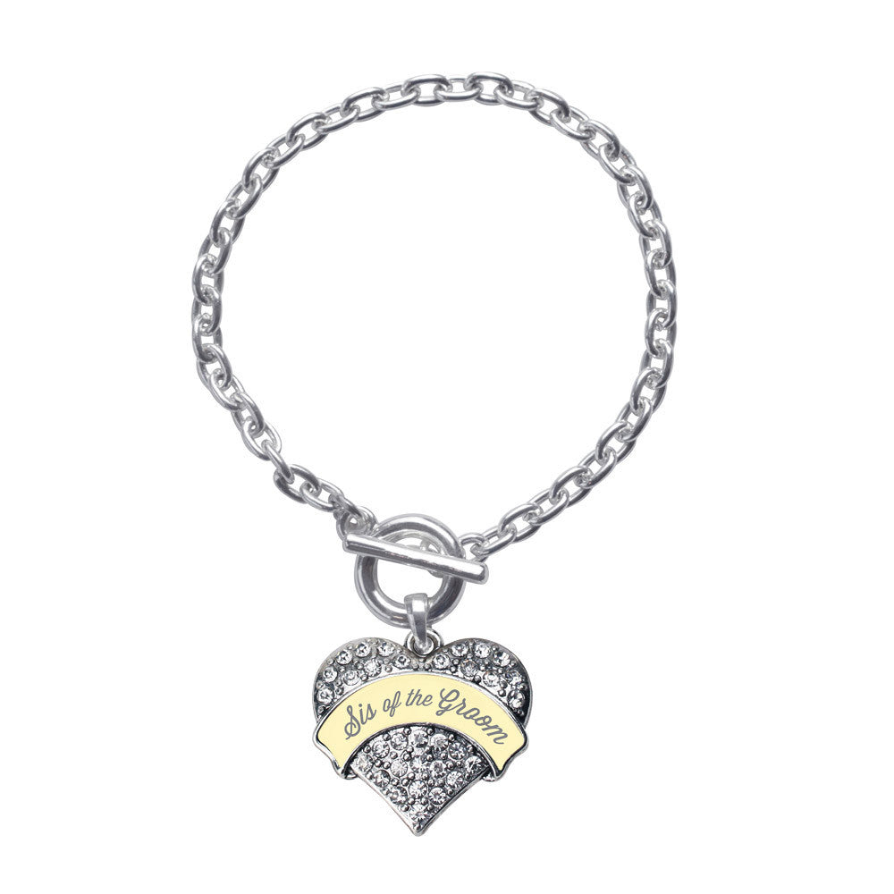 Cream Sis of Groom  Pave Heart Charm