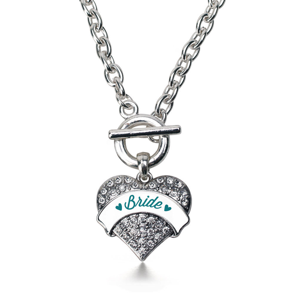 Dark Teal Bride Pave Heart Charm