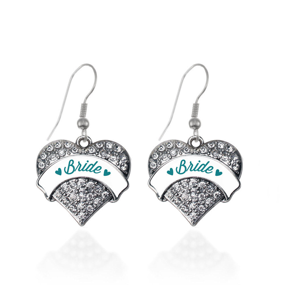Dark Teal Bride Pave Heart Charm