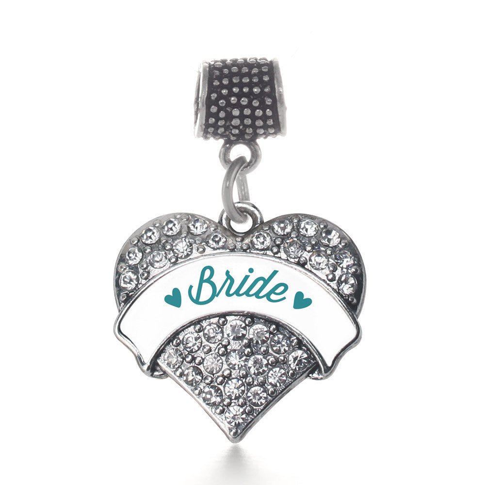 Dark Teal Bride Pave Heart Charm