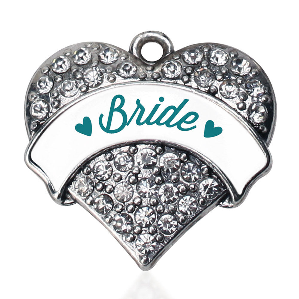 Dark Teal Bride Pave Heart Charm