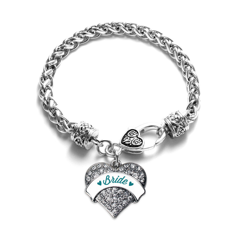 Dark Teal Bride Pave Heart Charm