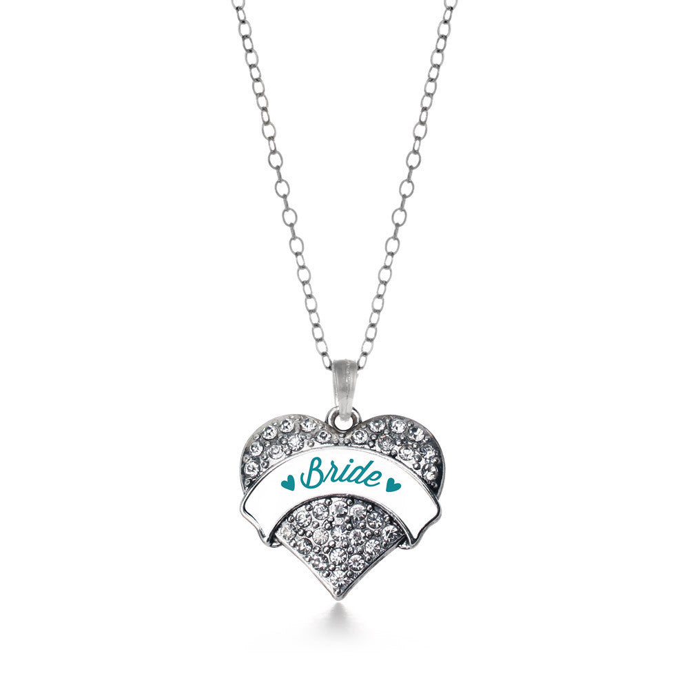 Dark Teal Bride Pave Heart Charm