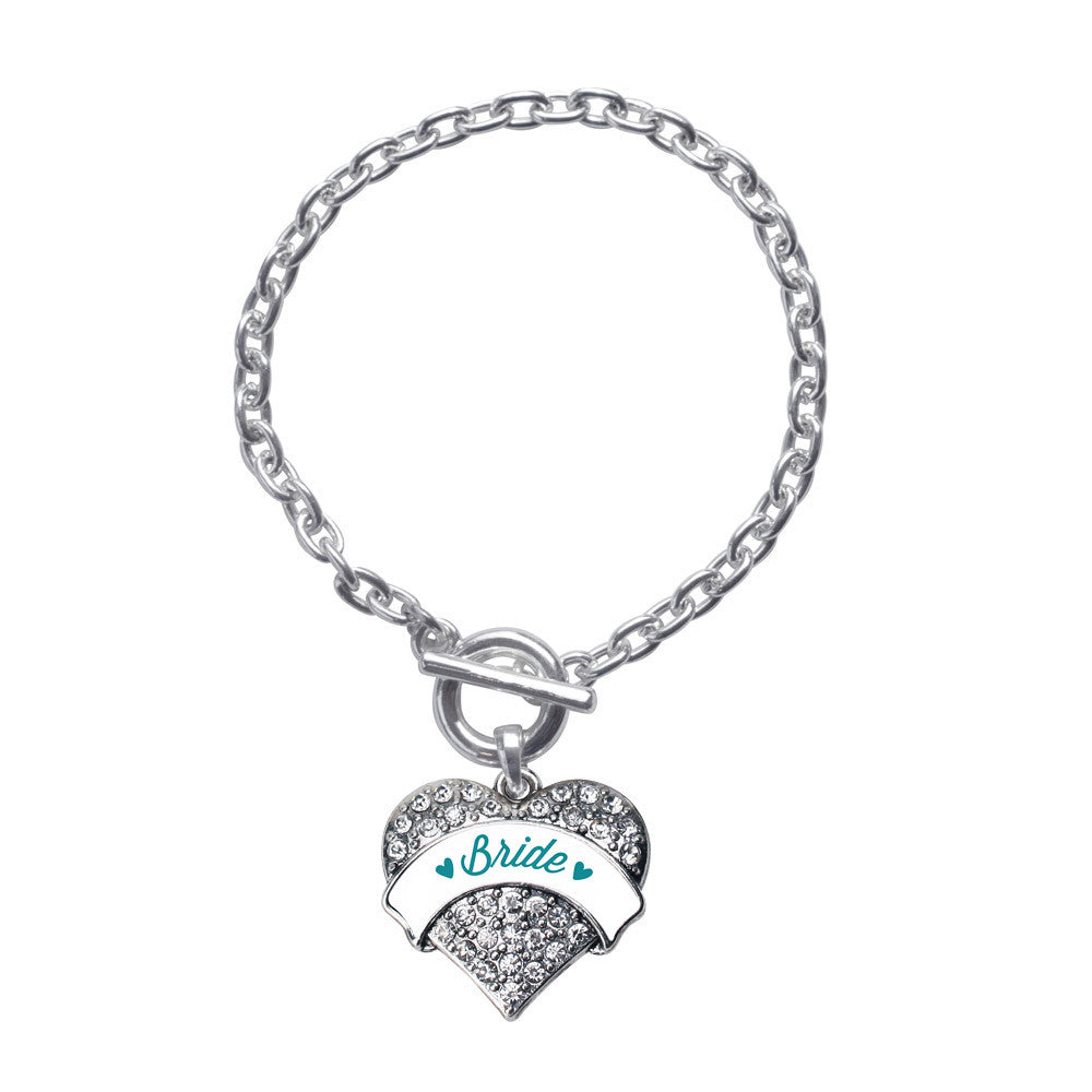 Dark Teal Bride Pave Heart Charm