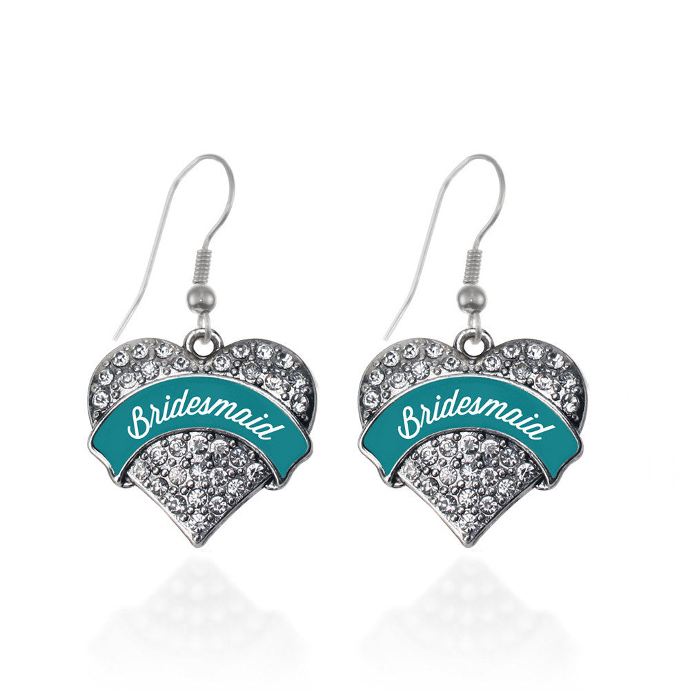 Dark Teal Bridesmaid Pave Heart Charm