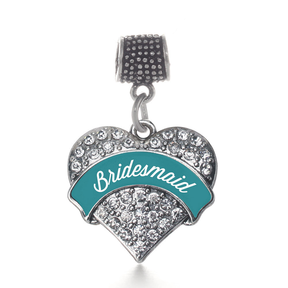 Dark Teal Bridesmaid Pave Heart Charm