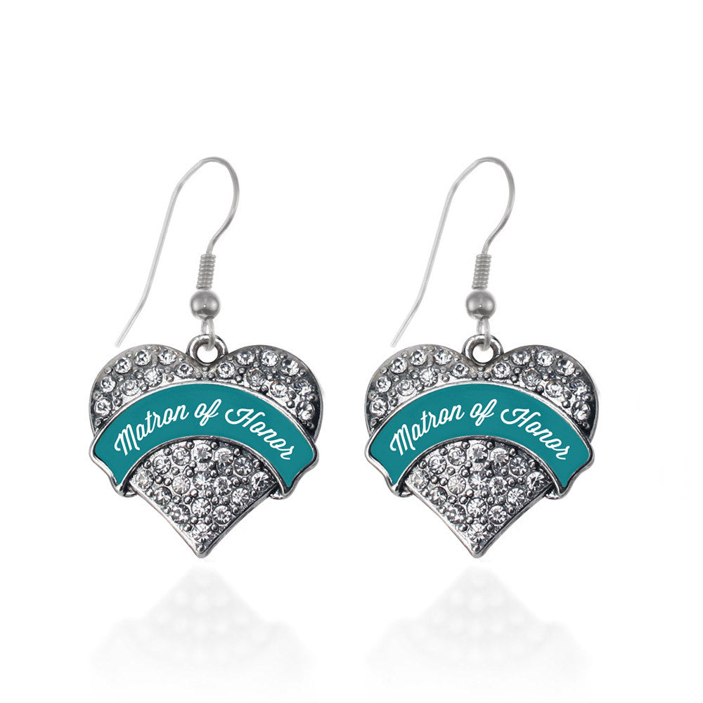 Dark Teal Matron of Honor Pave Heart Charm