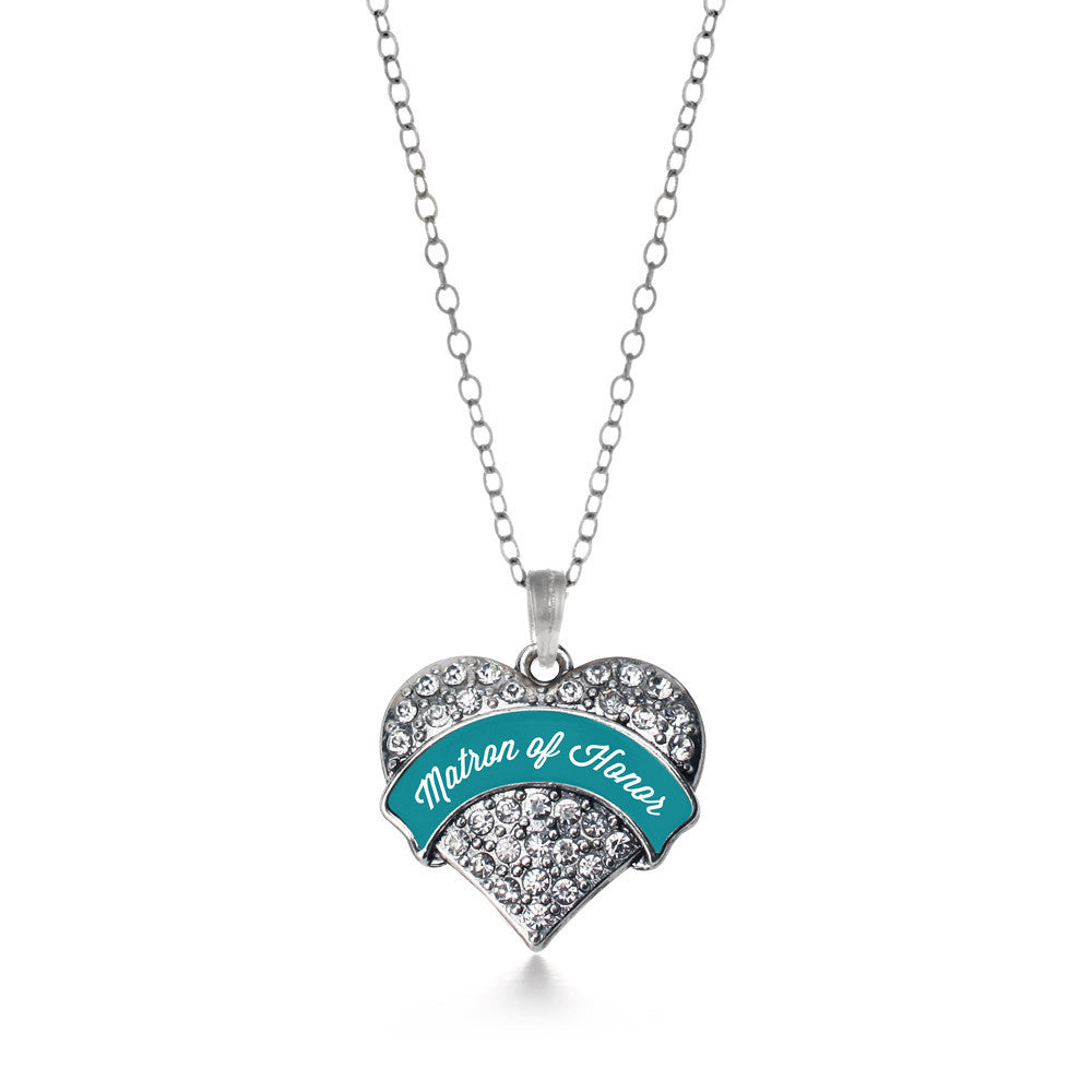 Dark Teal Matron of Honor Pave Heart Charm