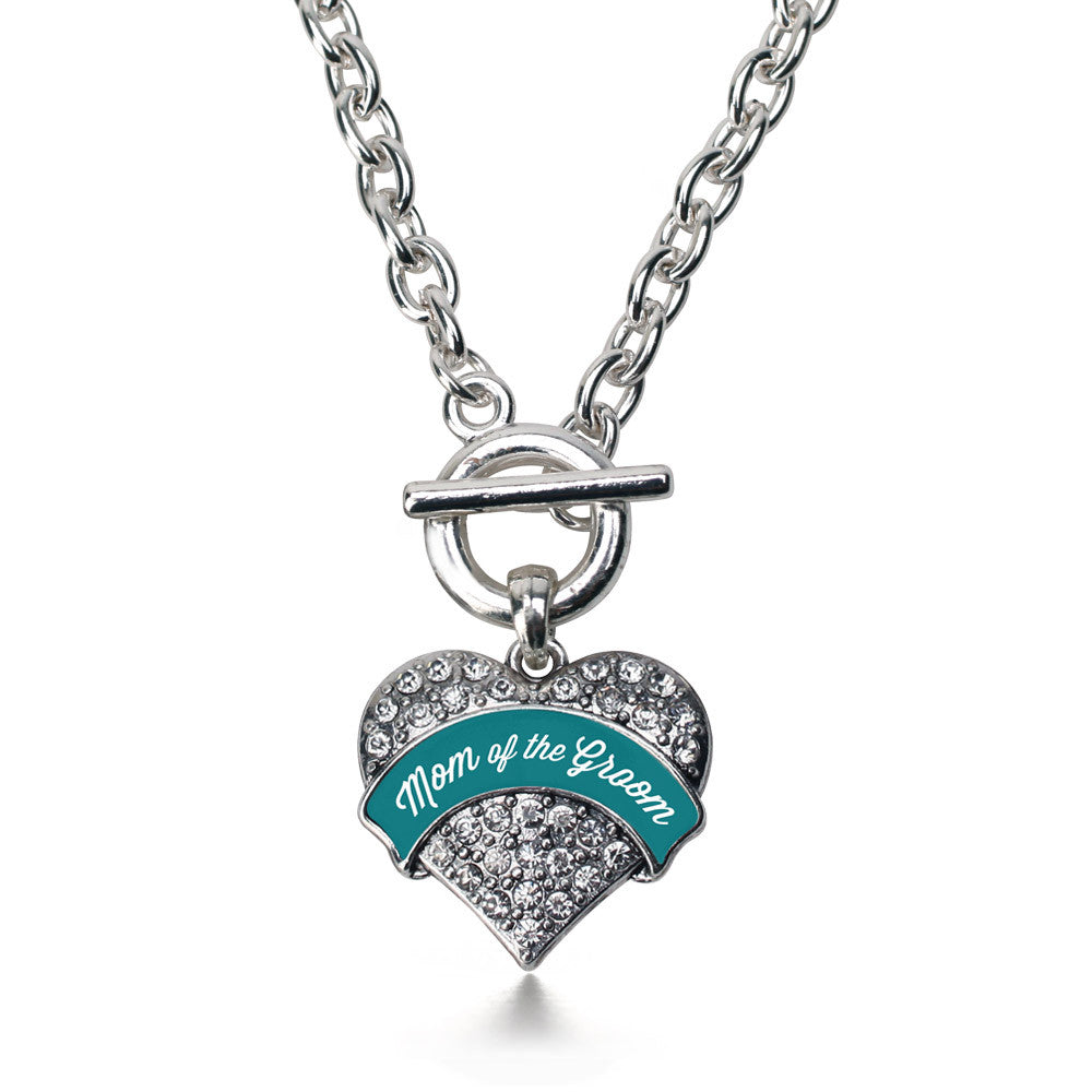 Dark Teal Mom of Groom Pave Heart Charm