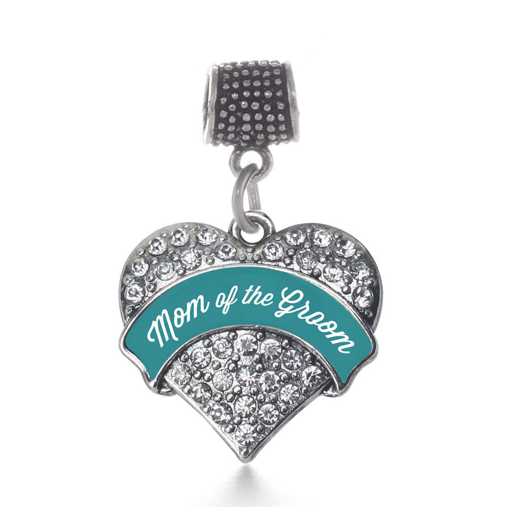 Dark Teal Mom of Groom Pave Heart Charm