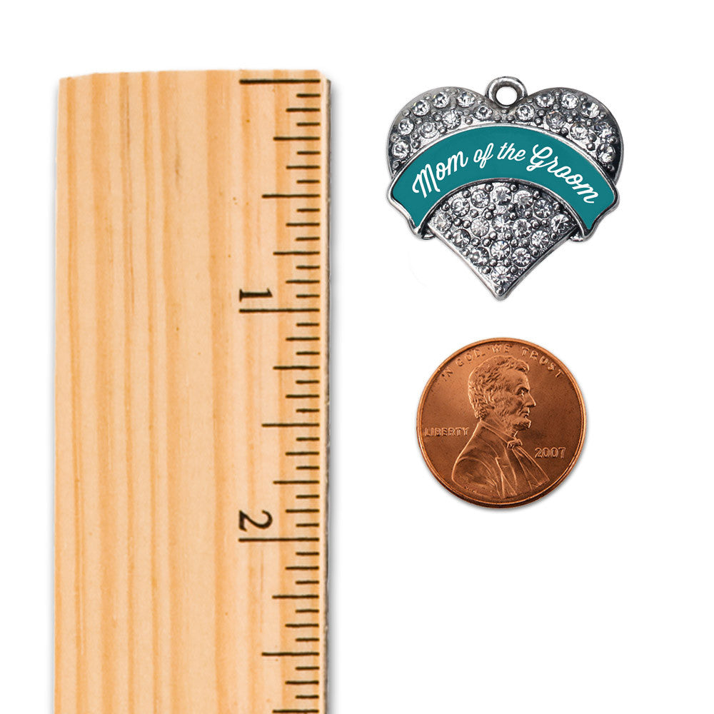 Dark Teal Mom of Groom Pave Heart Charm