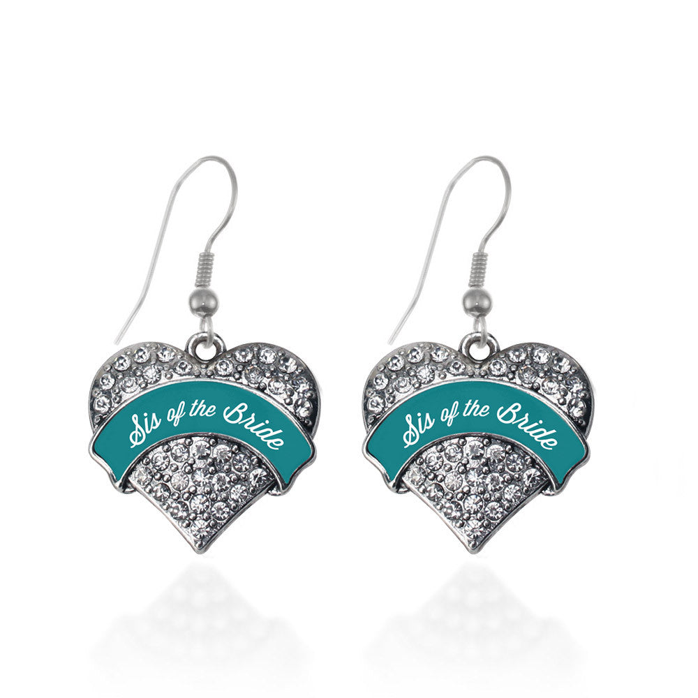 Dark Teal Sis of Brid Pave Heart Charm