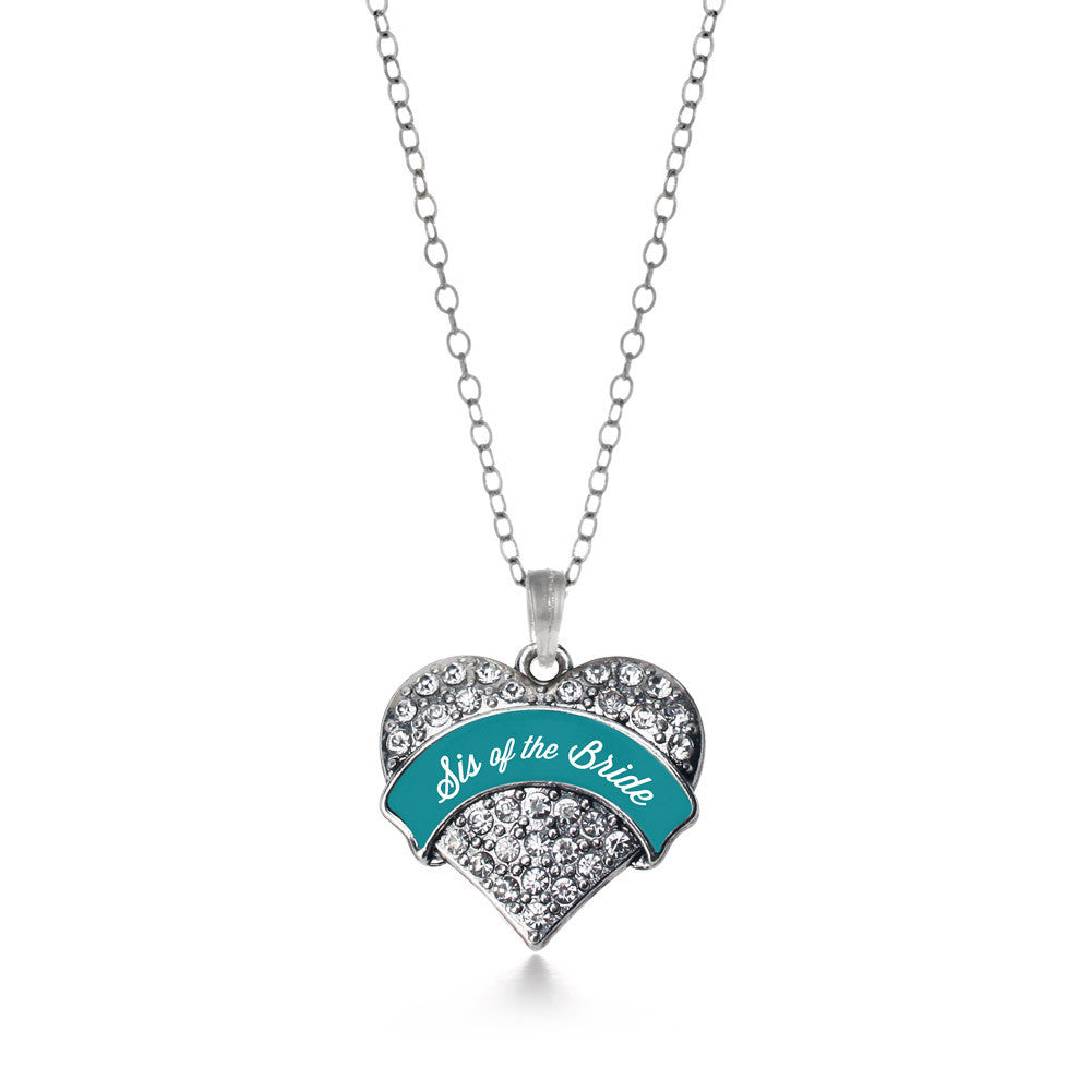 Dark Teal Sis of Brid Pave Heart Charm