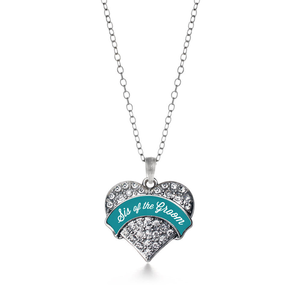 Dark Teal Sis of Groom Pave Heart Charm