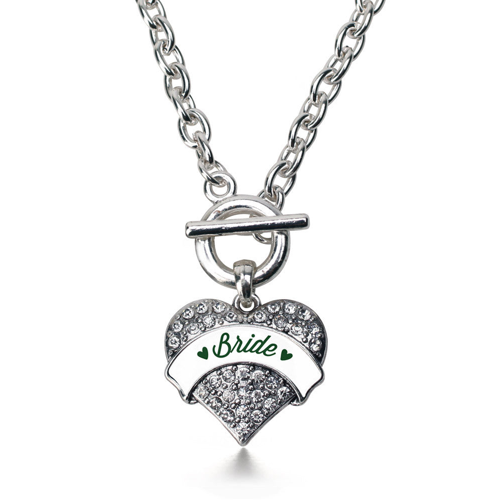 Forest Green Bride Pave Heart Charm