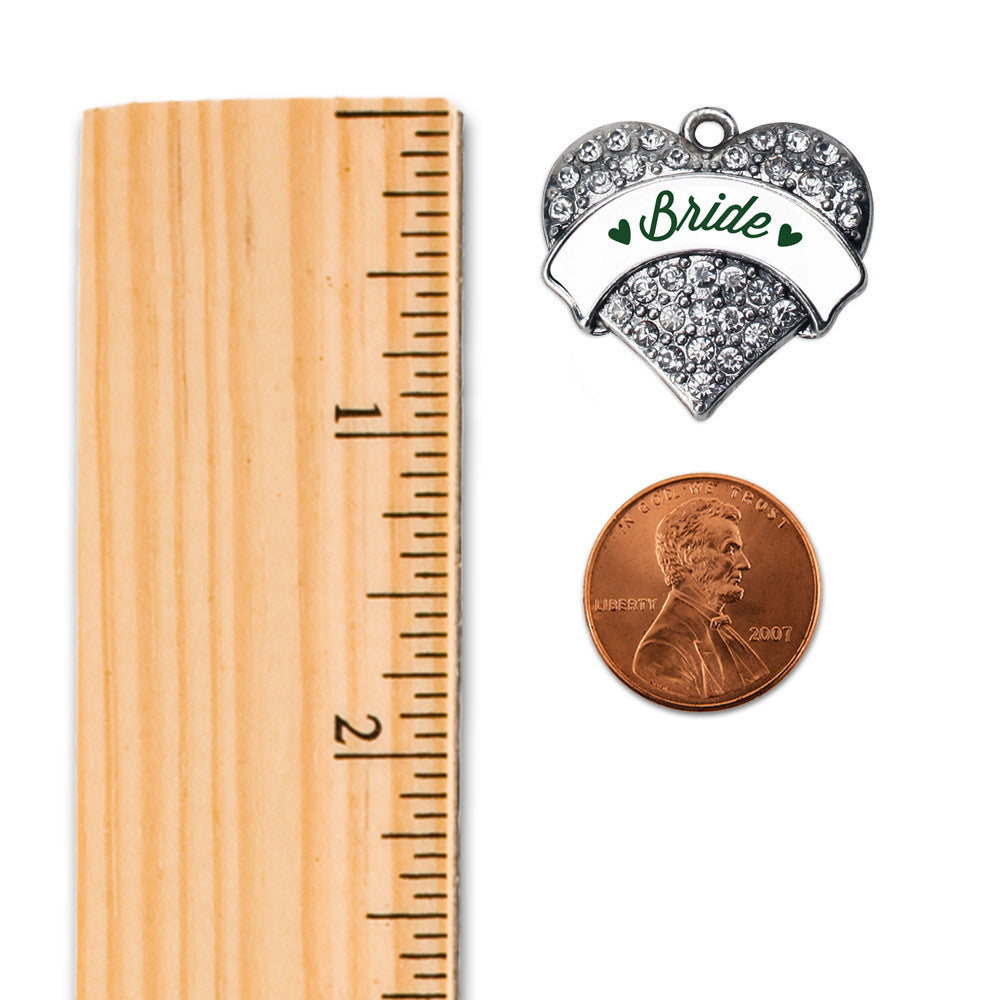 Forest Green Bride Pave Heart Charm