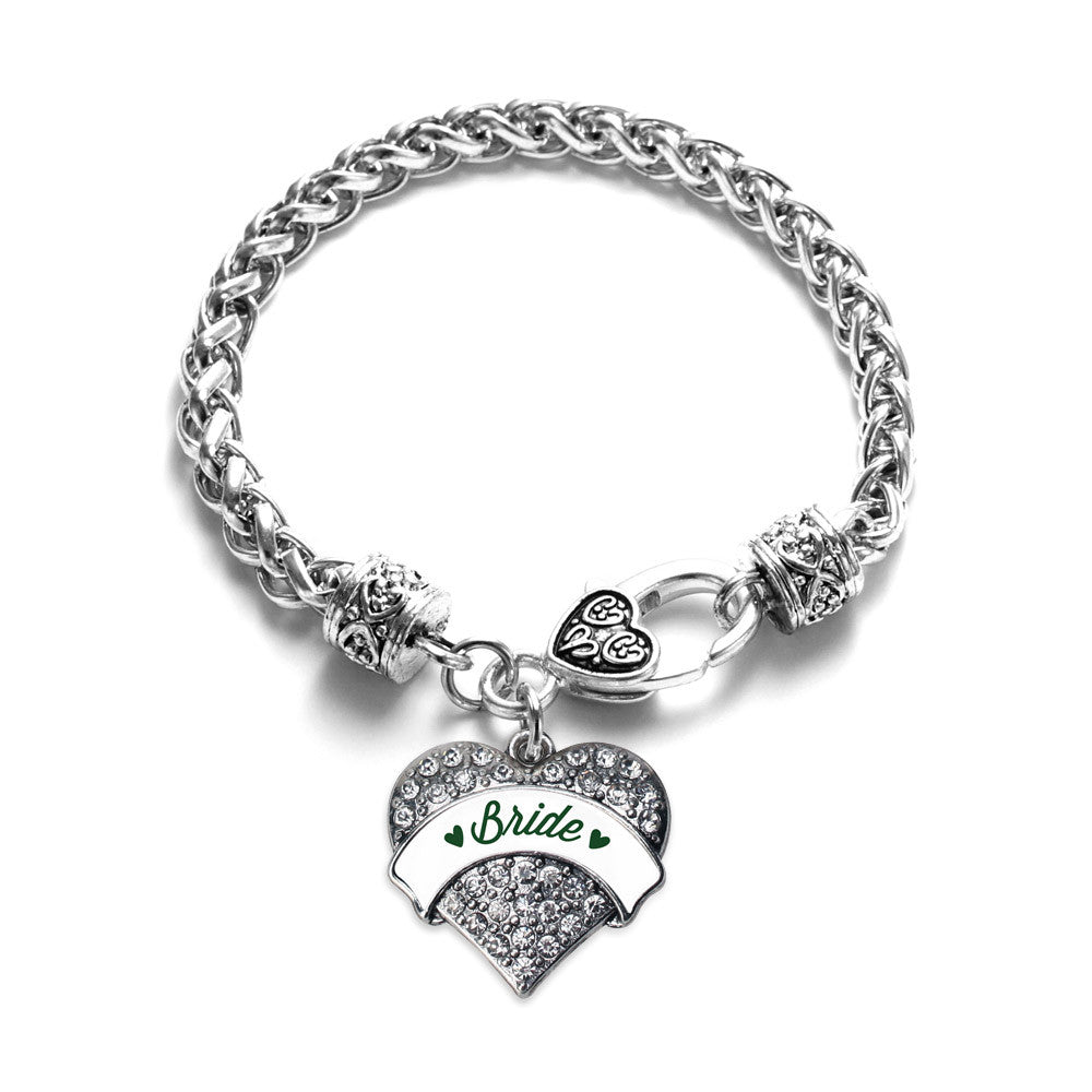 Forest Green Bride Pave Heart Charm