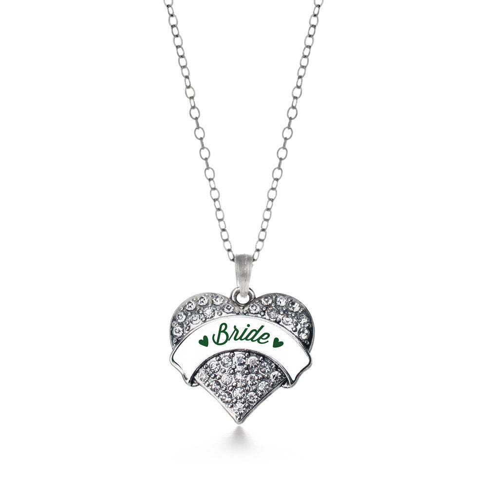 Forest Green Bride Pave Heart Charm