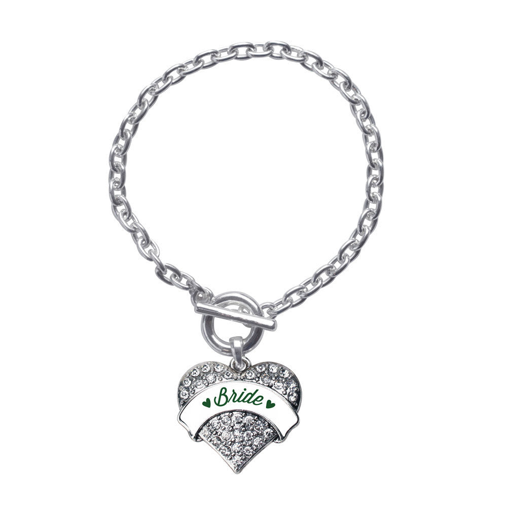 Forest Green Bride Pave Heart Charm