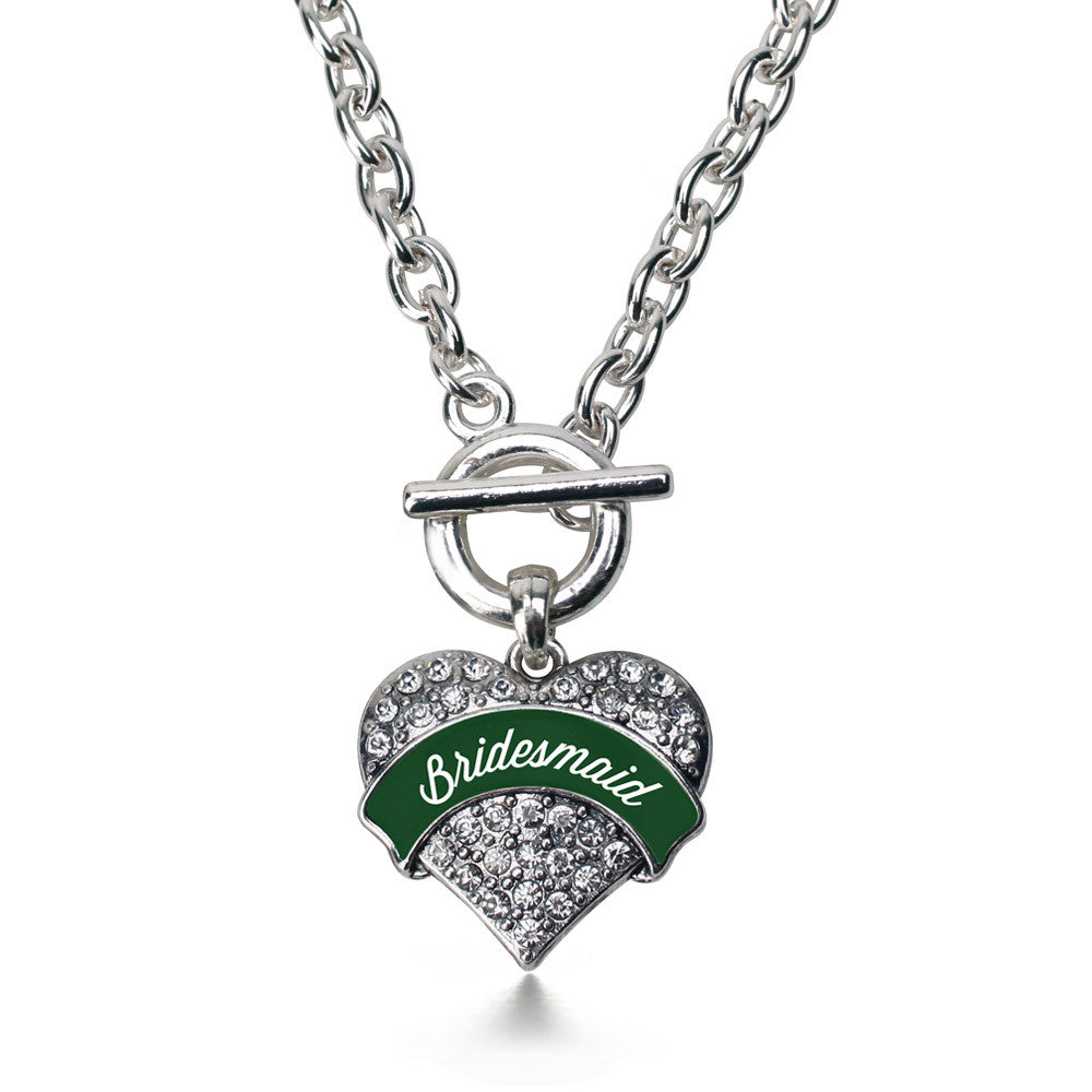 Forest Green Bridesmaid Pave Heart Charm