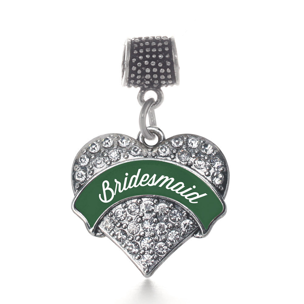 Forest Green Bridesmaid Pave Heart Charm