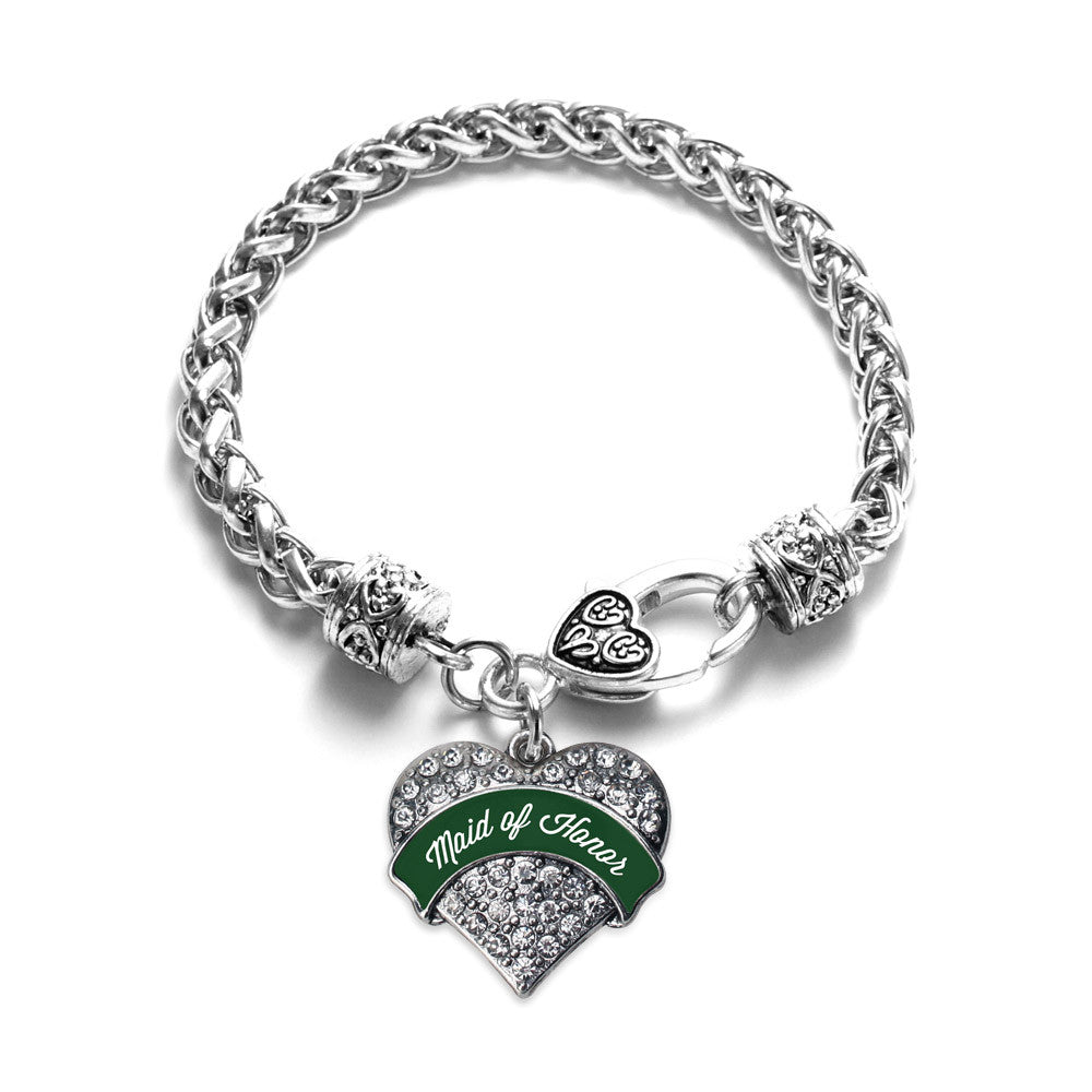 Forest Green Maid of Honor Pave Heart Charm
