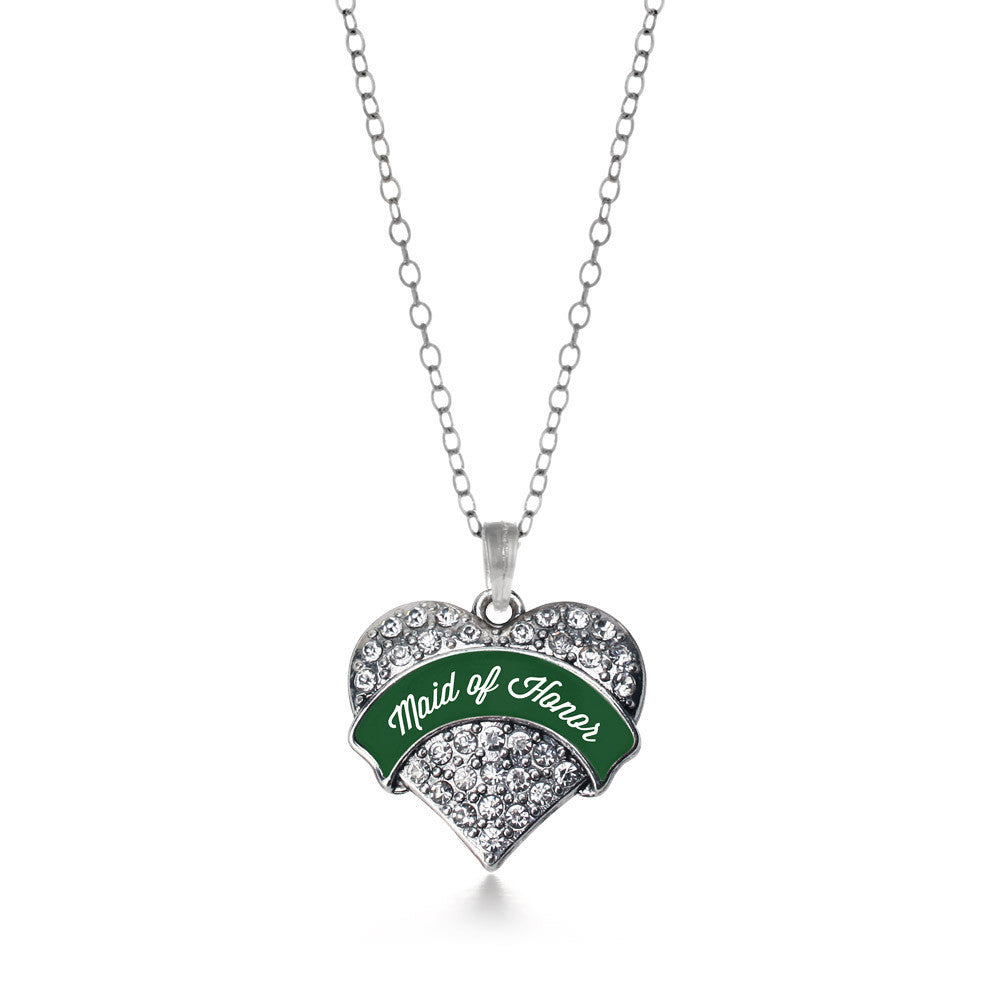 Forest Green Maid of Honor Pave Heart Charm