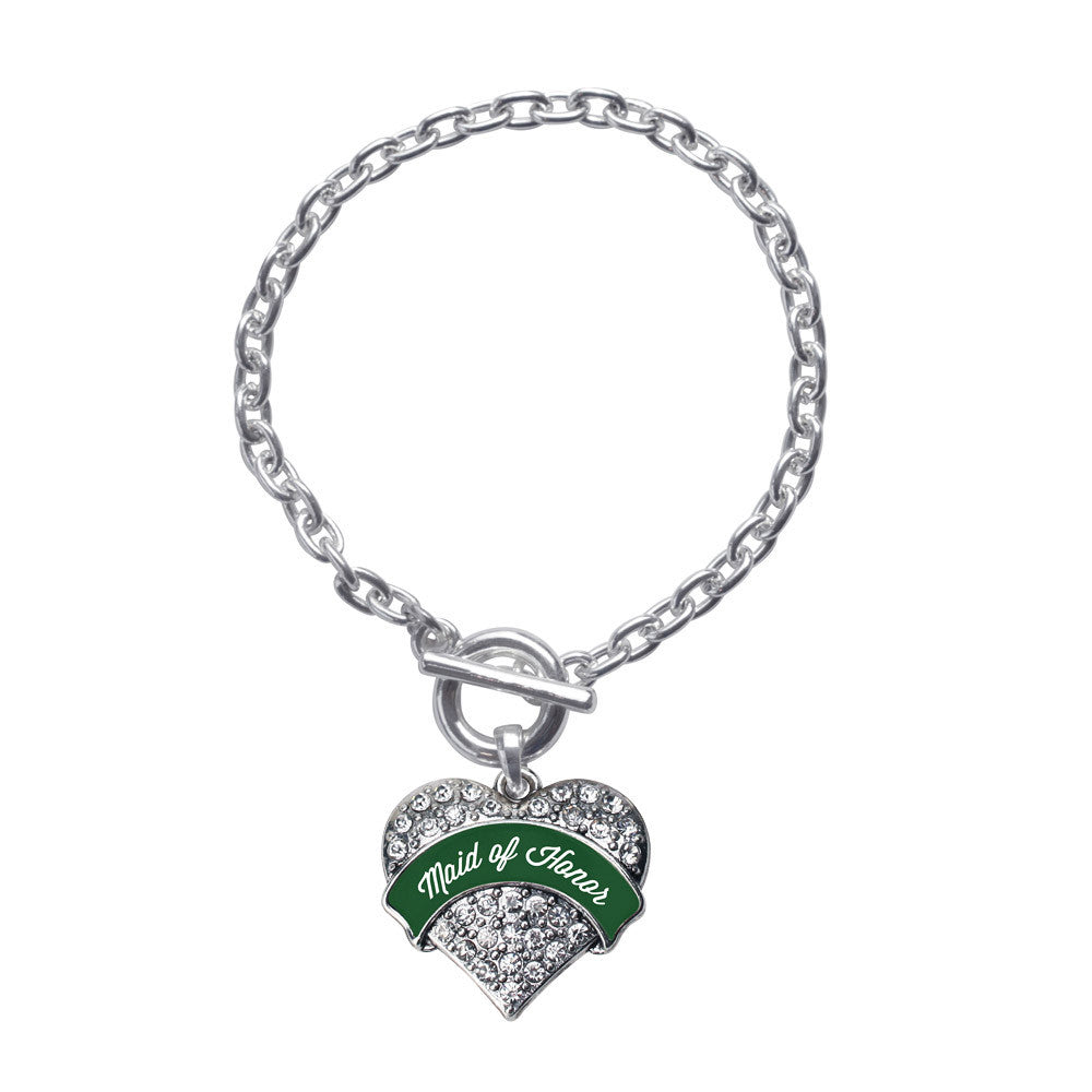 Forest Green Maid of Honor Pave Heart Charm