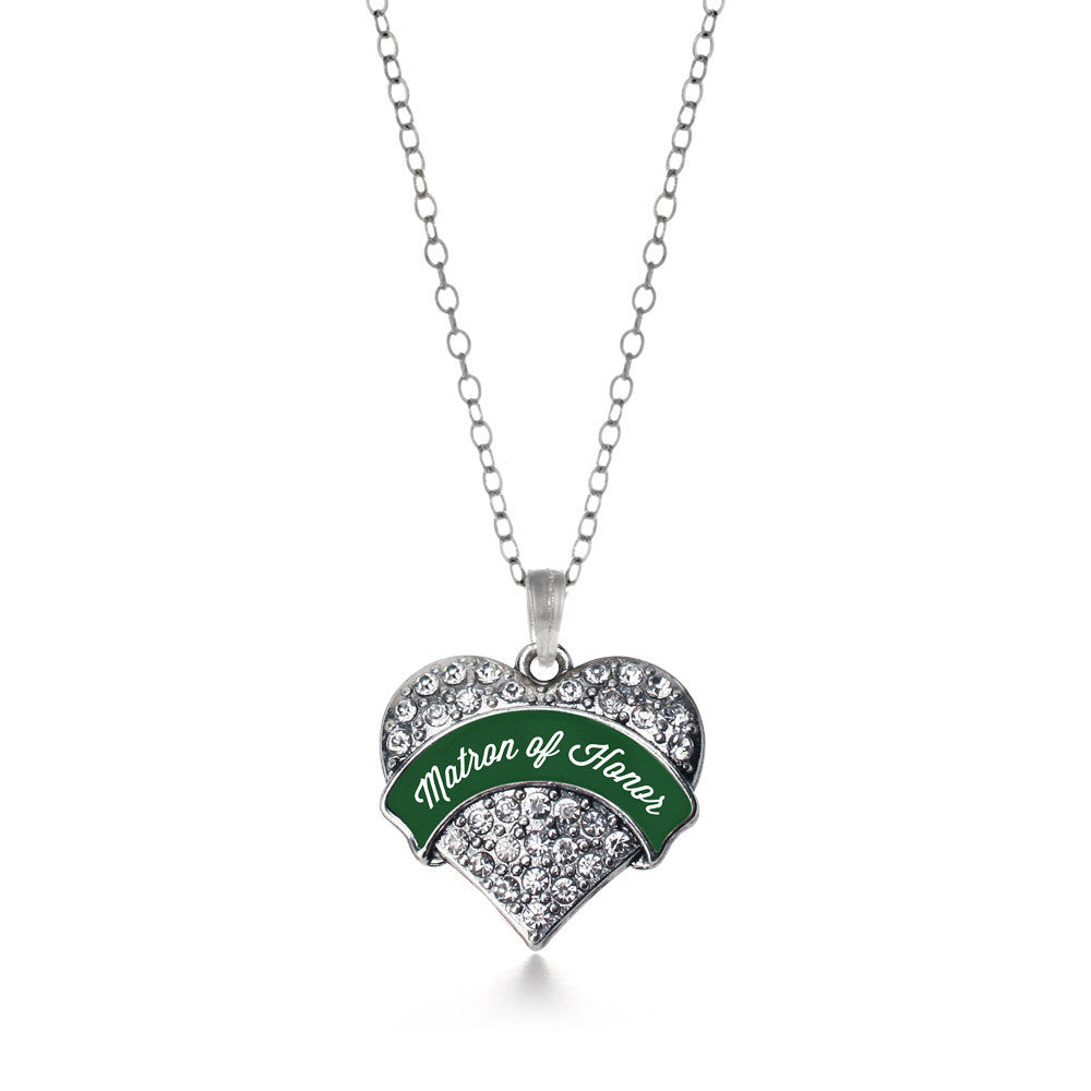 Forest Green Matron of Honor Pave Heart Charm