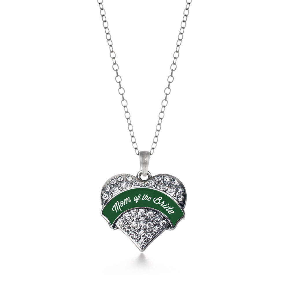 Forest Green Mom of Bride Pave Heart Charm