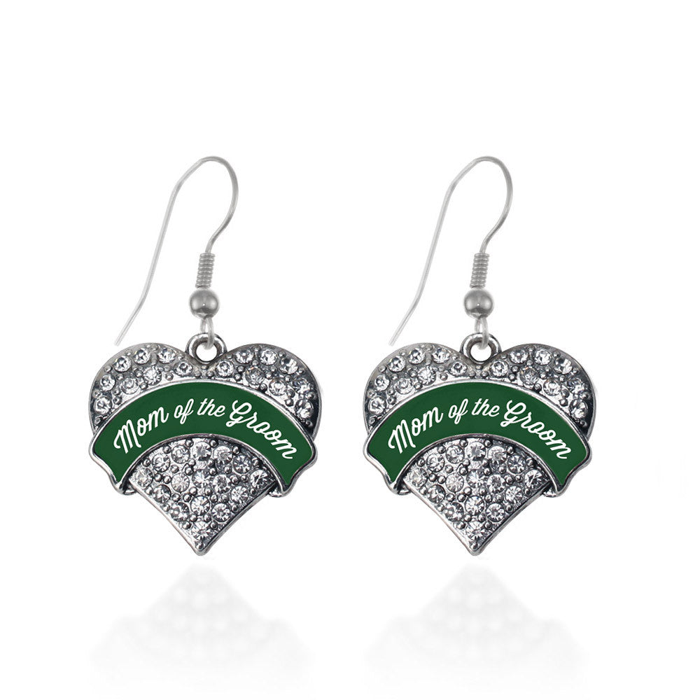 Forest Green Mom of Groom Pave Heart Charm
