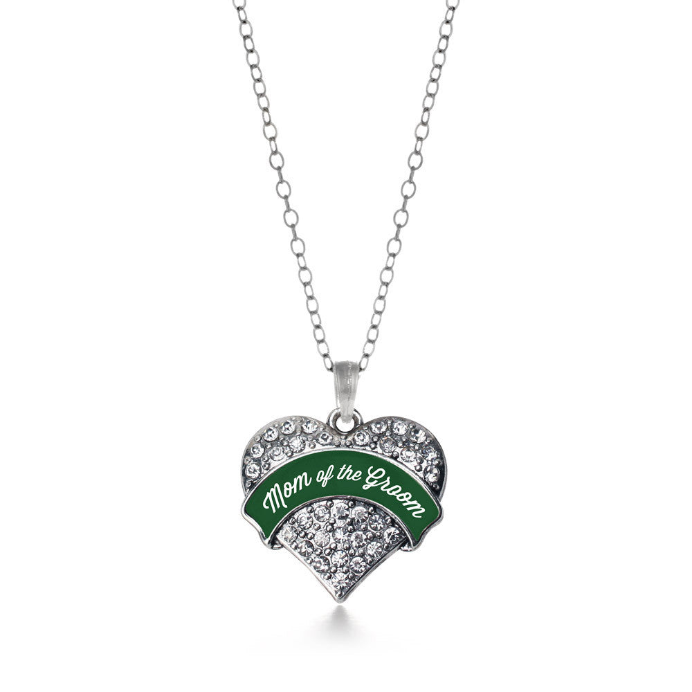 Forest Green Mom of Groom Pave Heart Charm