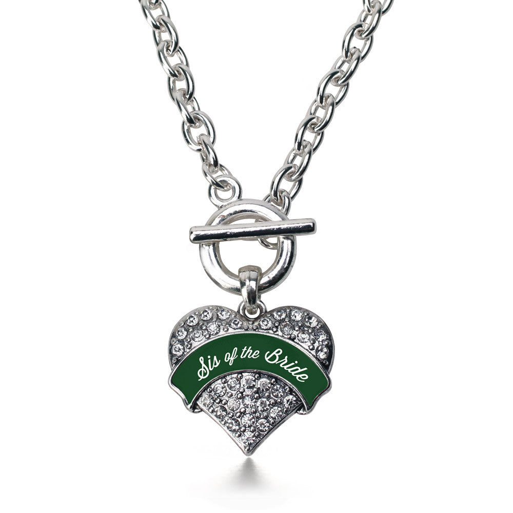 Forest Green Sis of Bride  Pave Heart Charm