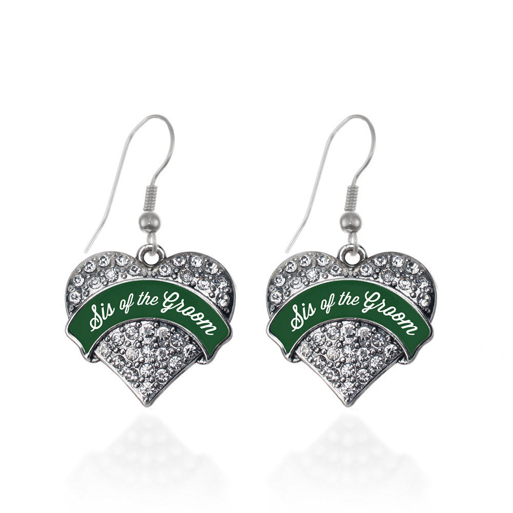 Forest Green Sis of Groom Pave Heart Charm