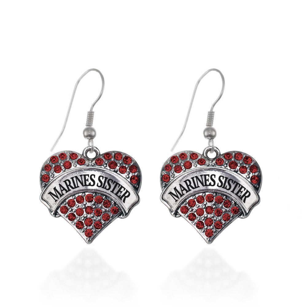 Marines Sister Pave Heart Charm