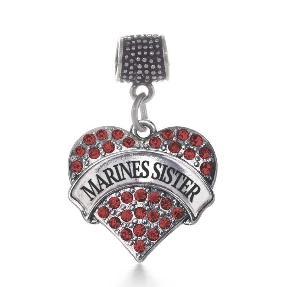 Marines Sister Pave Heart Charm