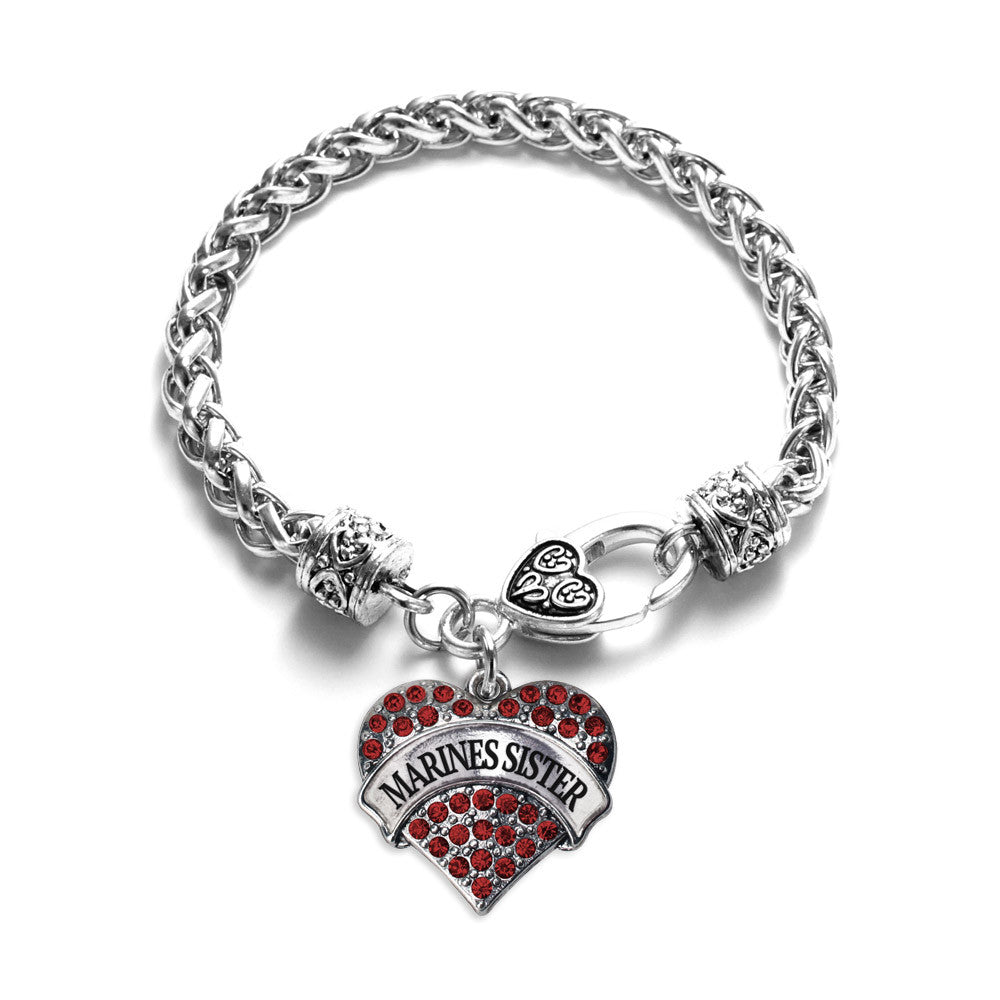 Marines Sister Pave Heart Charm