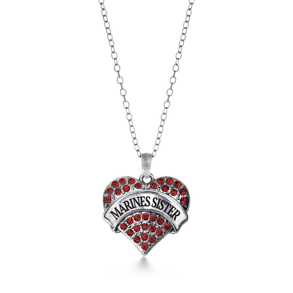 Marines Sister Pave Heart Charm