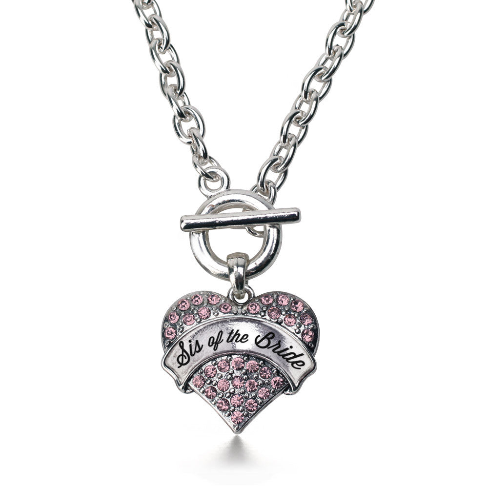 Script Pink Sis of the Bride Pave Heart Charm