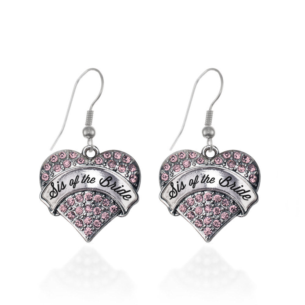 Script Pink Sis of the Bride Pave Heart Charm