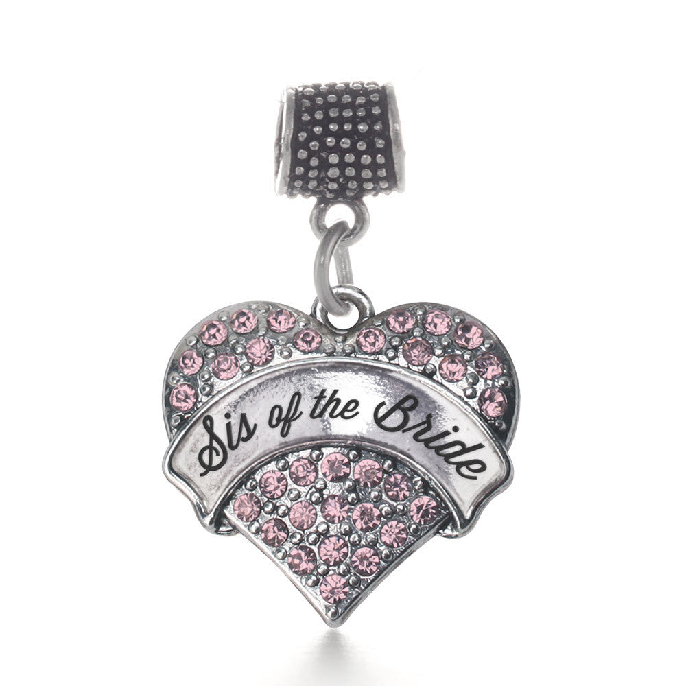 Script Pink Sis of the Bride Pave Heart Charm