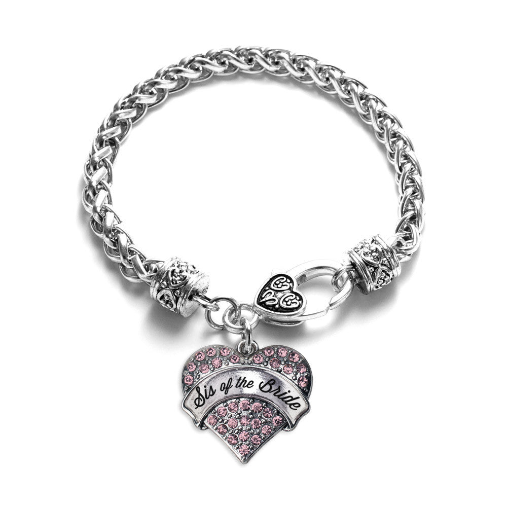 Script Pink Sis of the Bride Pave Heart Charm