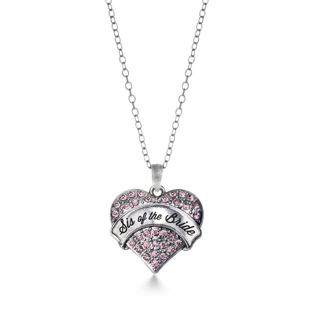 Script Pink Sis of the Bride Pave Heart Charm
