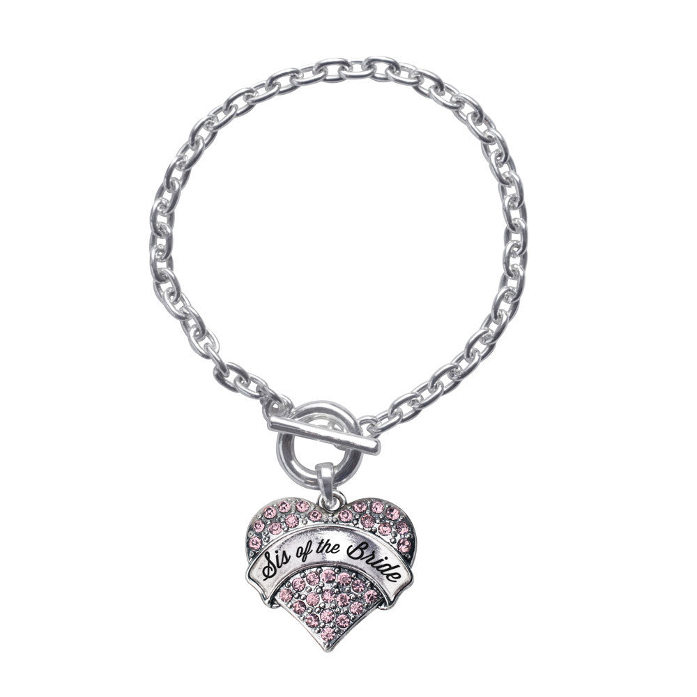Script Pink Sis of the Bride Pave Heart Charm