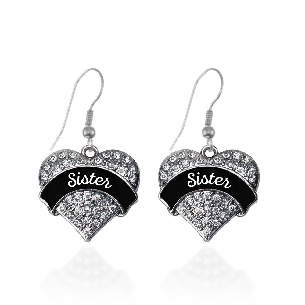 Black and White Sister Pave Heart Charm
