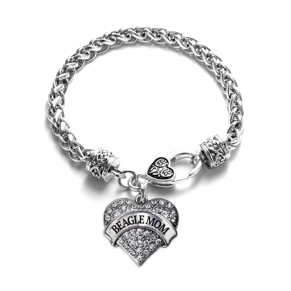 Beagle Mom Pave Heart Charm