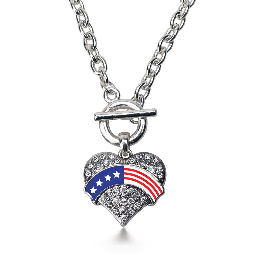 American Flag Pave Heart Charm
