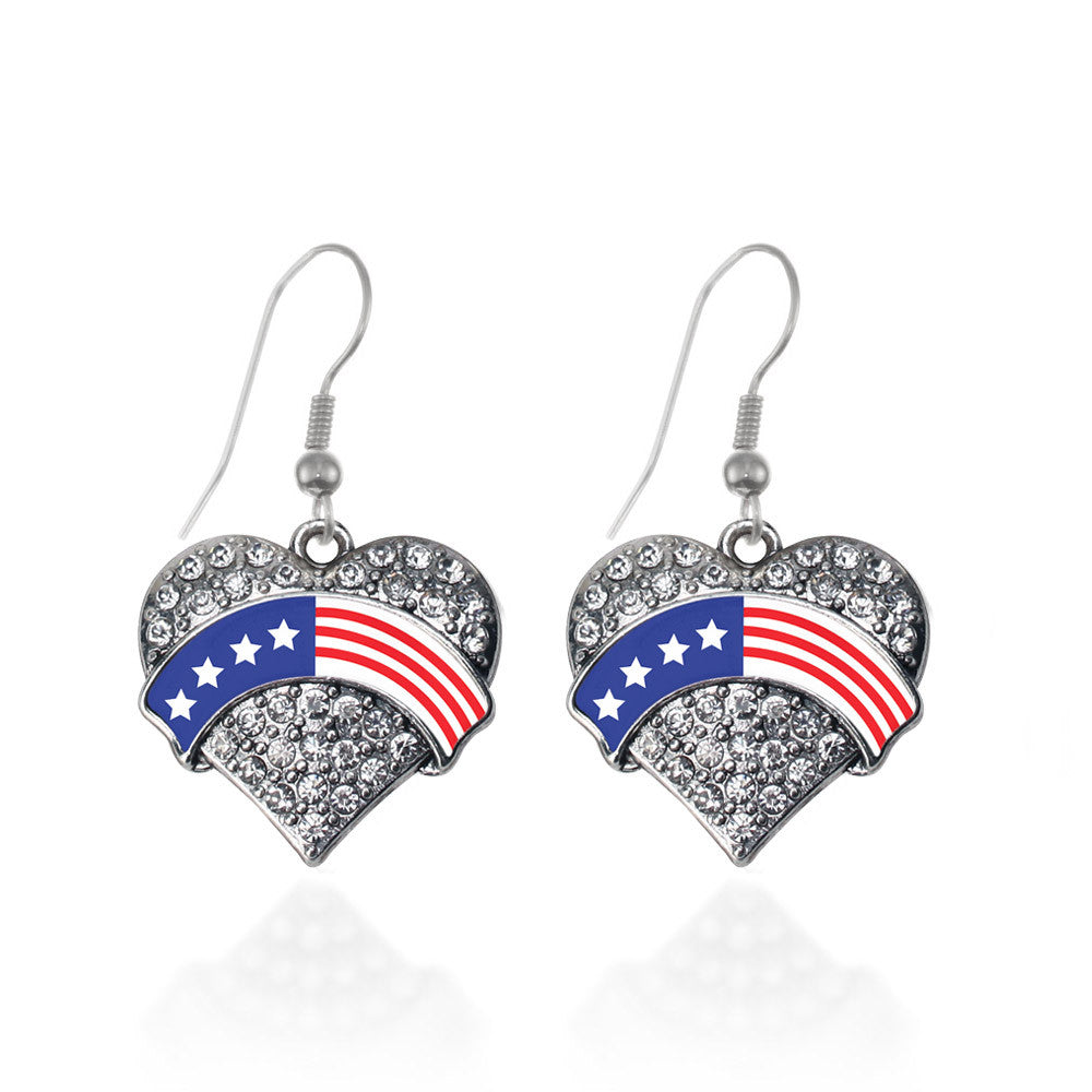 American Flag Pave Heart Charm