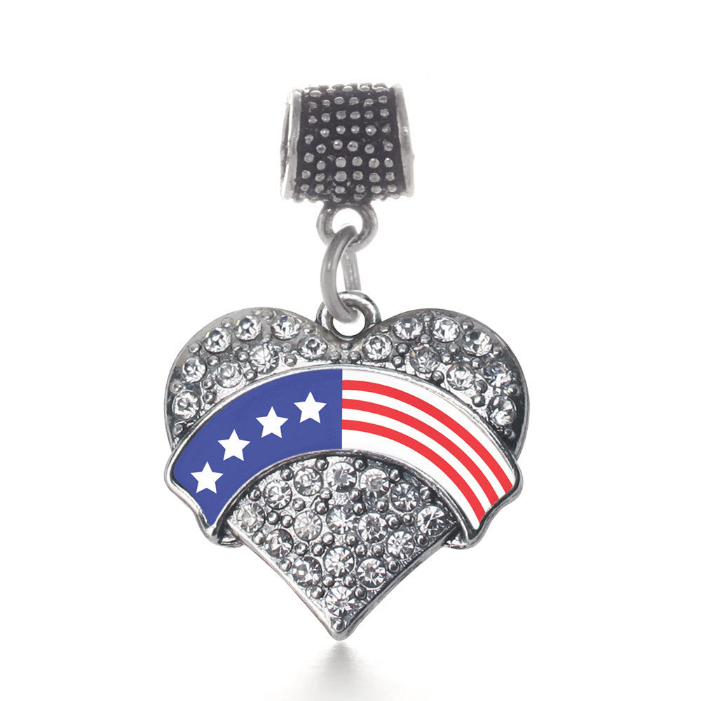 American Flag Pave Heart Charm